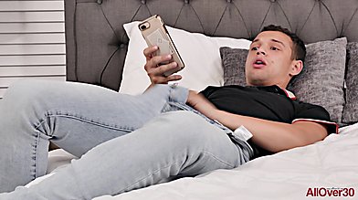 Curvy milf Carmen Valentina catches her young stepson watching mature porn