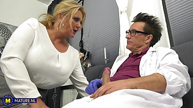 German doctor seduces his big breasted mature patient Krizzi and gets deepthroat